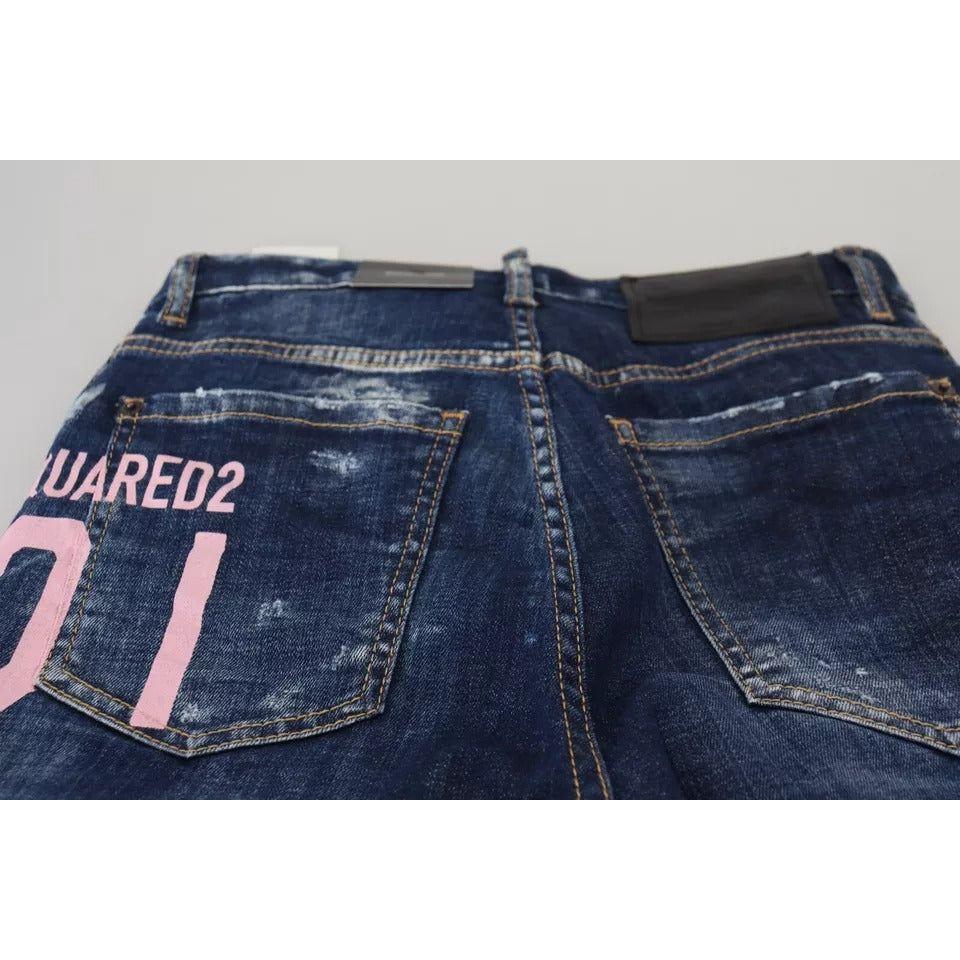 Dsquared² Blue Icon High Waist Straight Denim Boston Jeans PAN74504-38