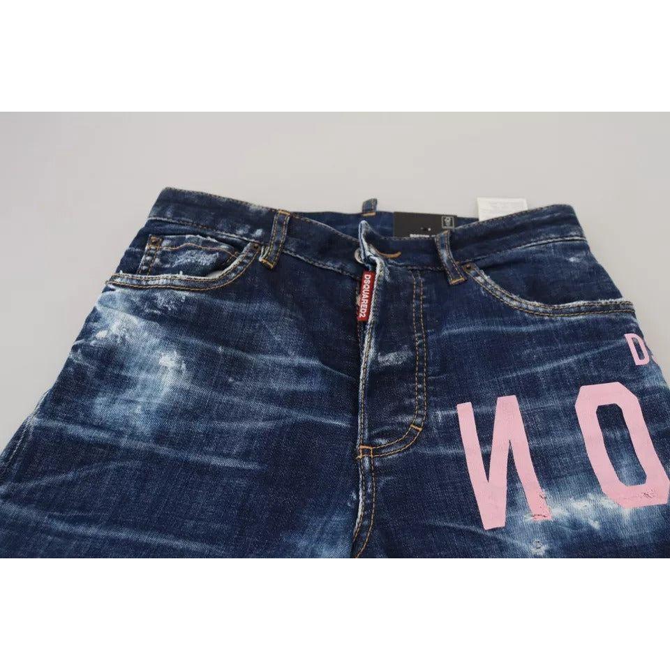 Dsquared² Blue Icon High Waist Straight Denim Boston Jeans PAN74504-38