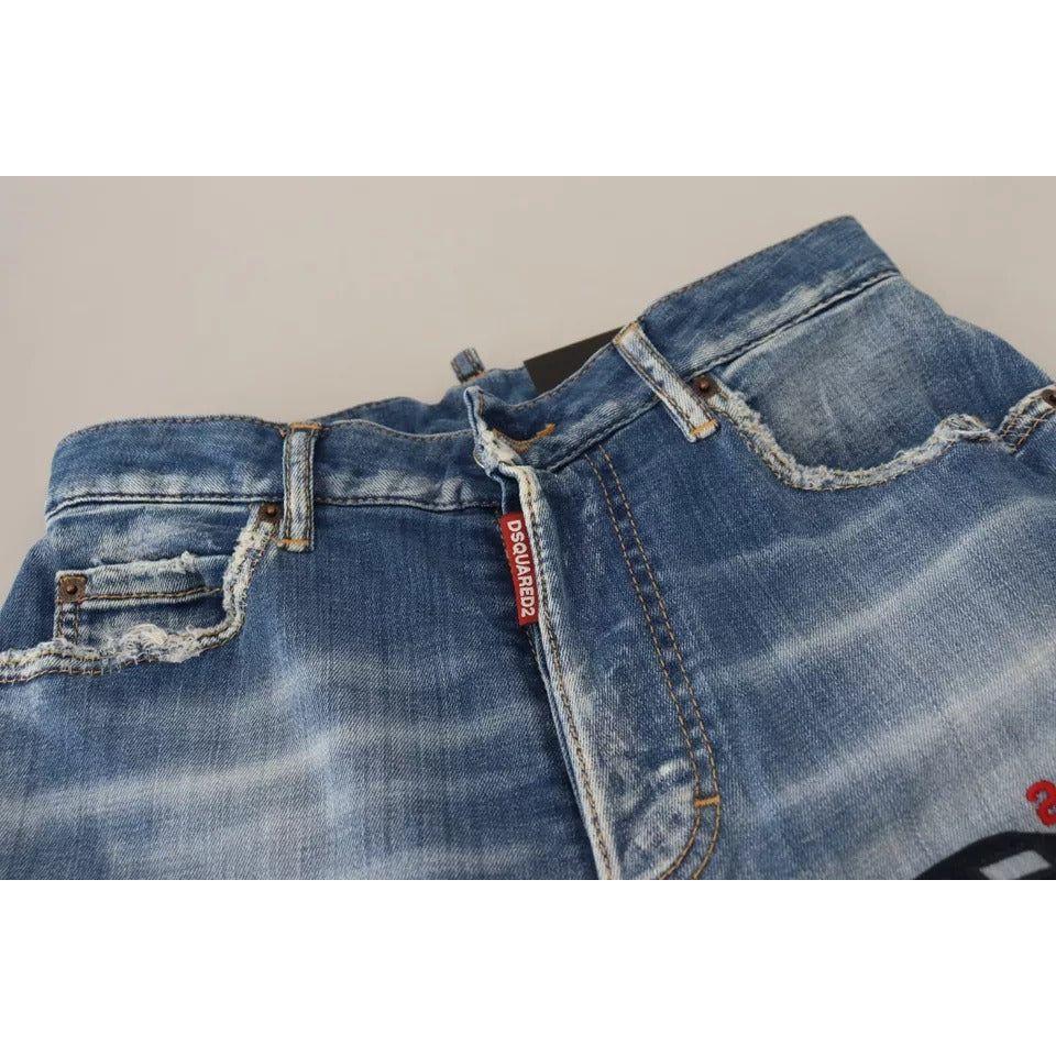 بنطلون جينز بوسطن مستقيم الخصر عالي اللون من Dsquared² باللون الأزرق