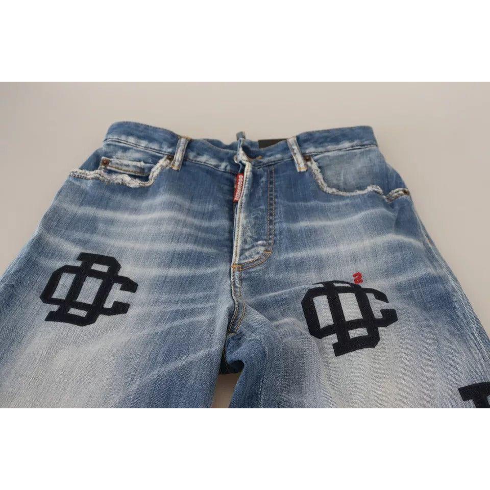 بنطلون جينز بوسطن مستقيم الخصر عالي اللون من Dsquared² باللون الأزرق