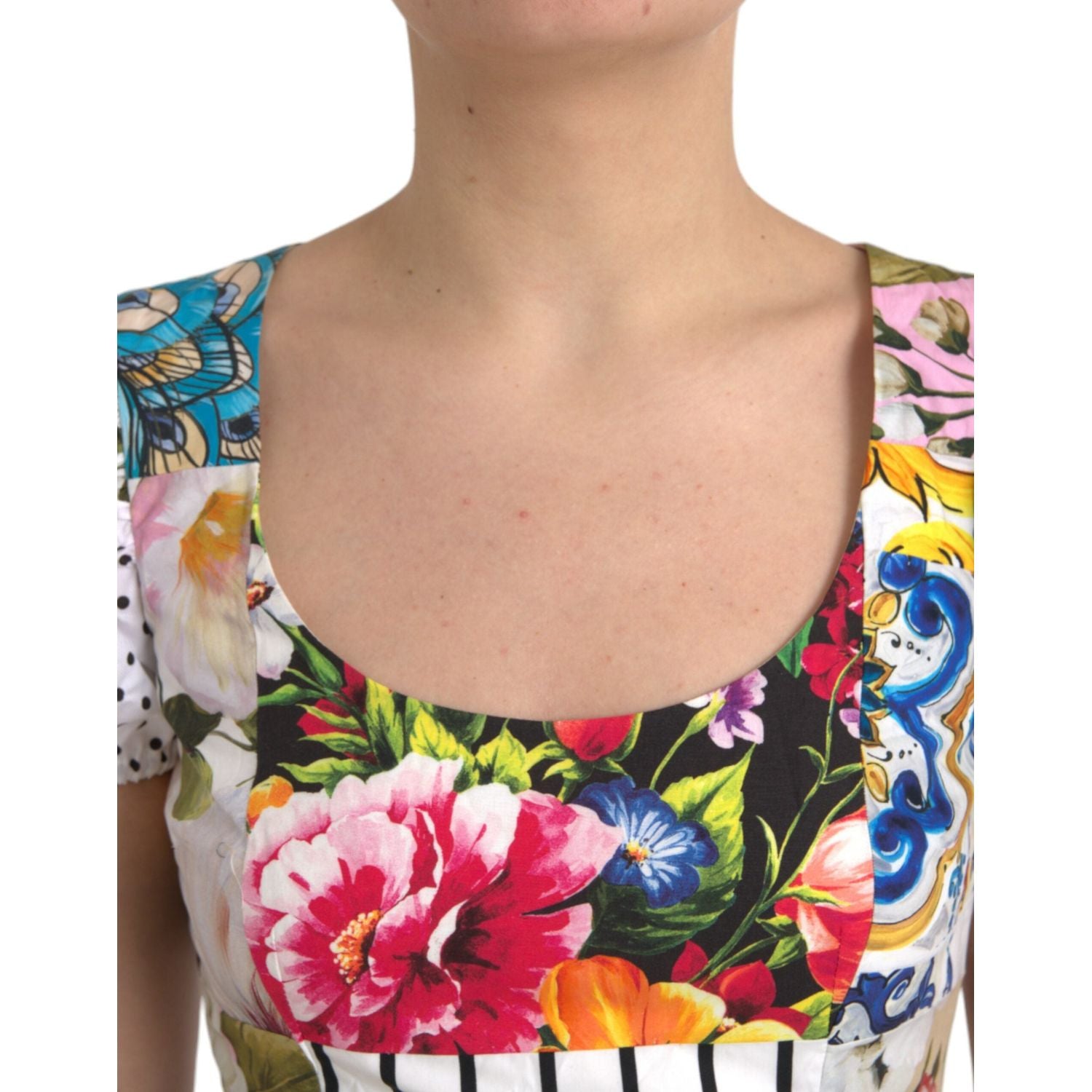 فستان قصير من القطن متعدد الألوان من دولتشي آند غابانا