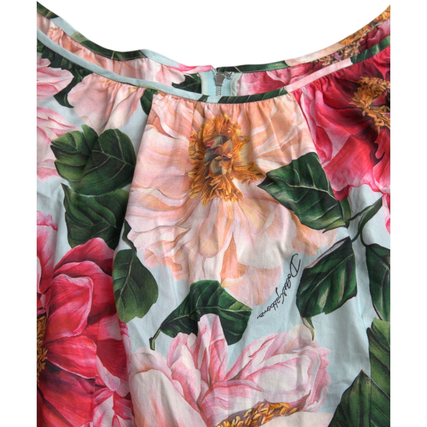 فستان دولتشي آند غابانا متعدد الألوان من القطن المزين بالزهور