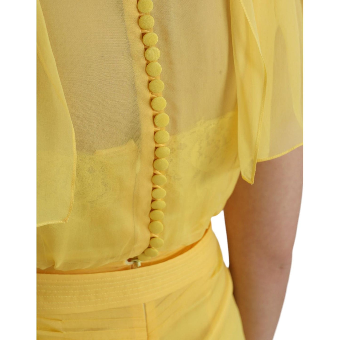 Dolce & Gabbana Yellow Silk Sheath Belted Long Maxi Dress DR281182-40