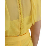 Dolce & Gabbana Yellow Silk Sheath Belted Long Maxi Dress DR281182-40