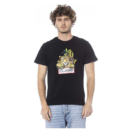 Cavalli Class Black Cotton Men T-Shirt CA-24342-L