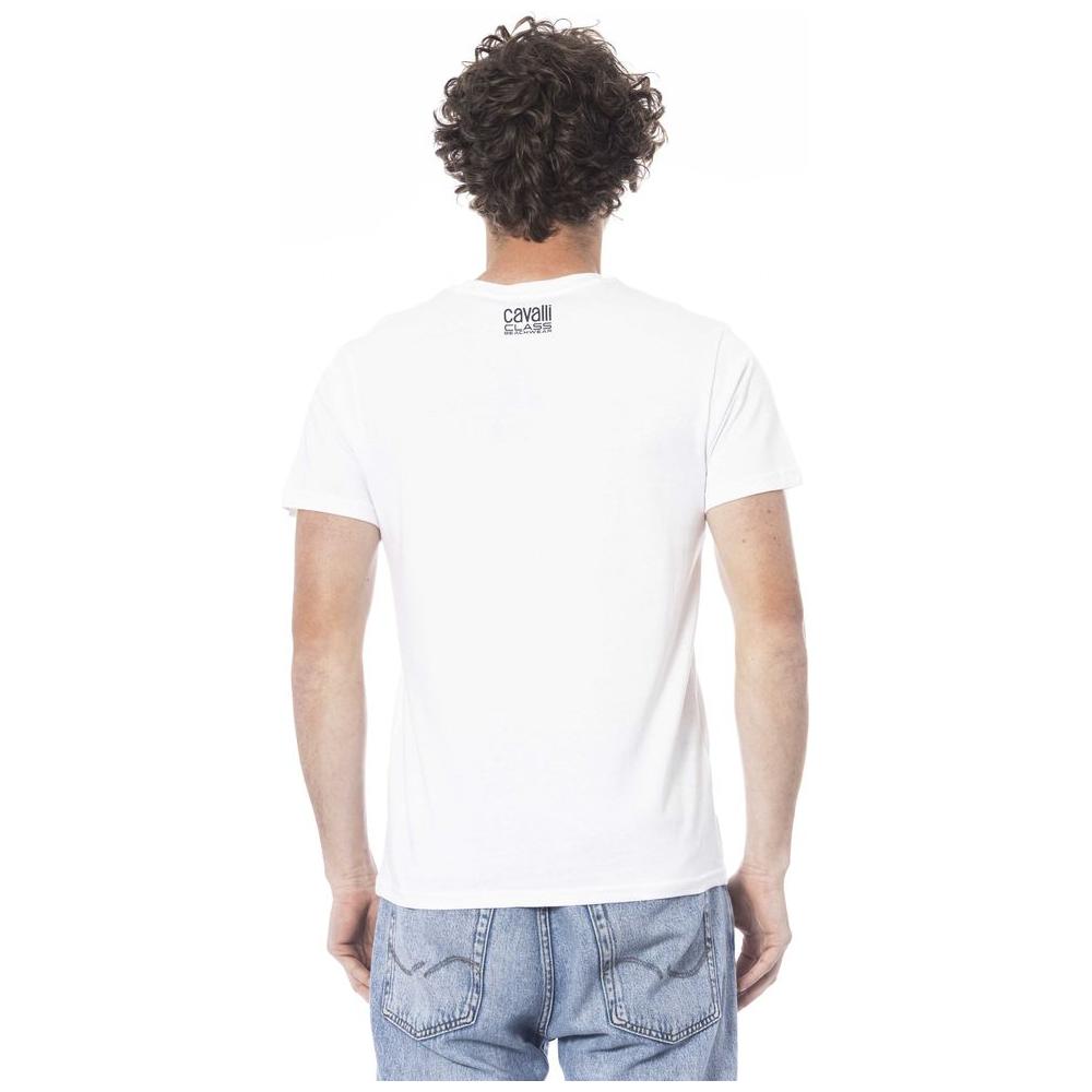 Cavalli Class White Cotton Men T-Shirt CA-24341-L
