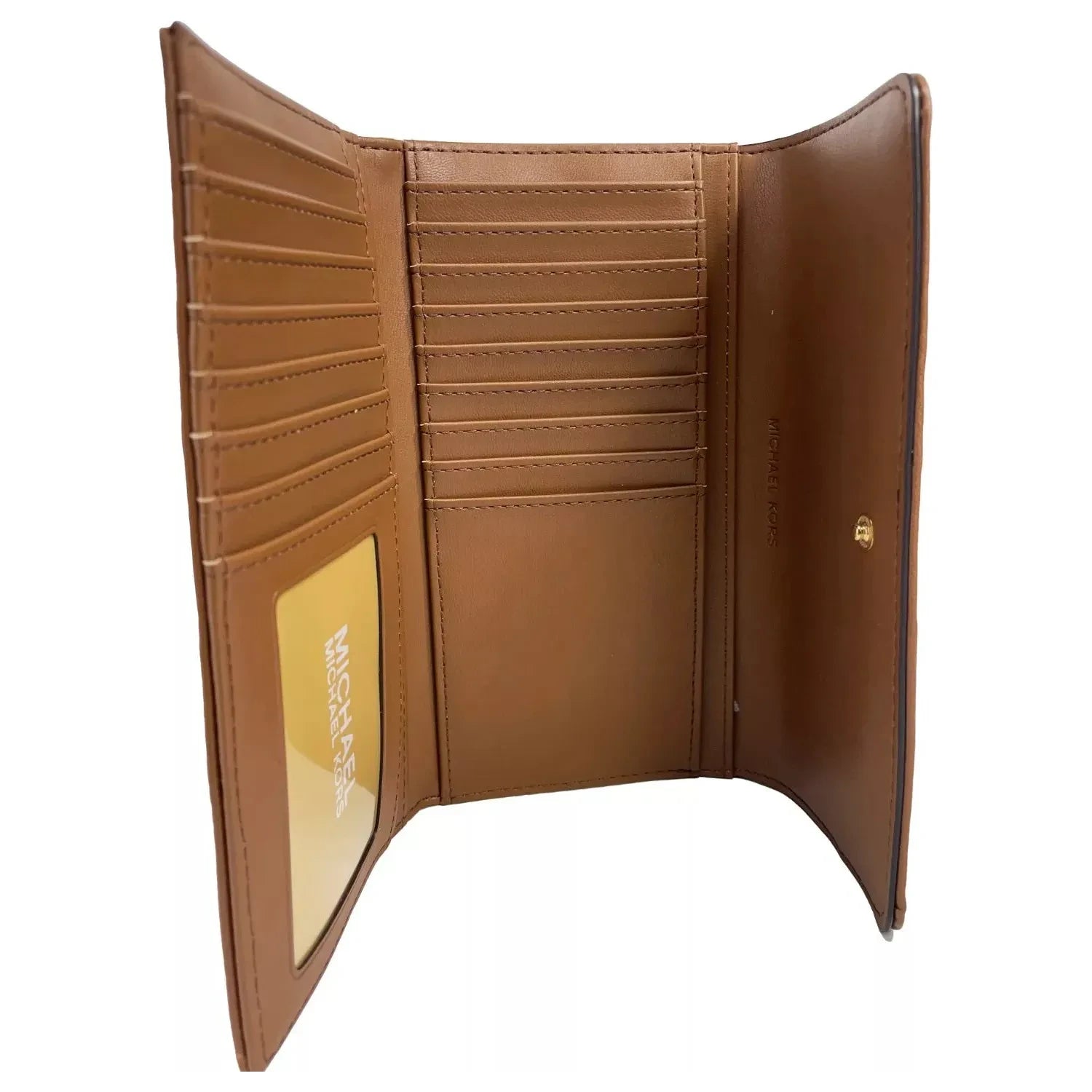 Michael Kors Jet Set Travel Large Quilted Leather Trifold Wallet Brown