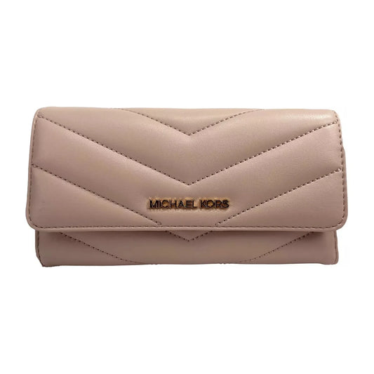 Michael Kors Jet Set Travel Large Quilted Leather Trifold Wallet Powder Blush 85328
