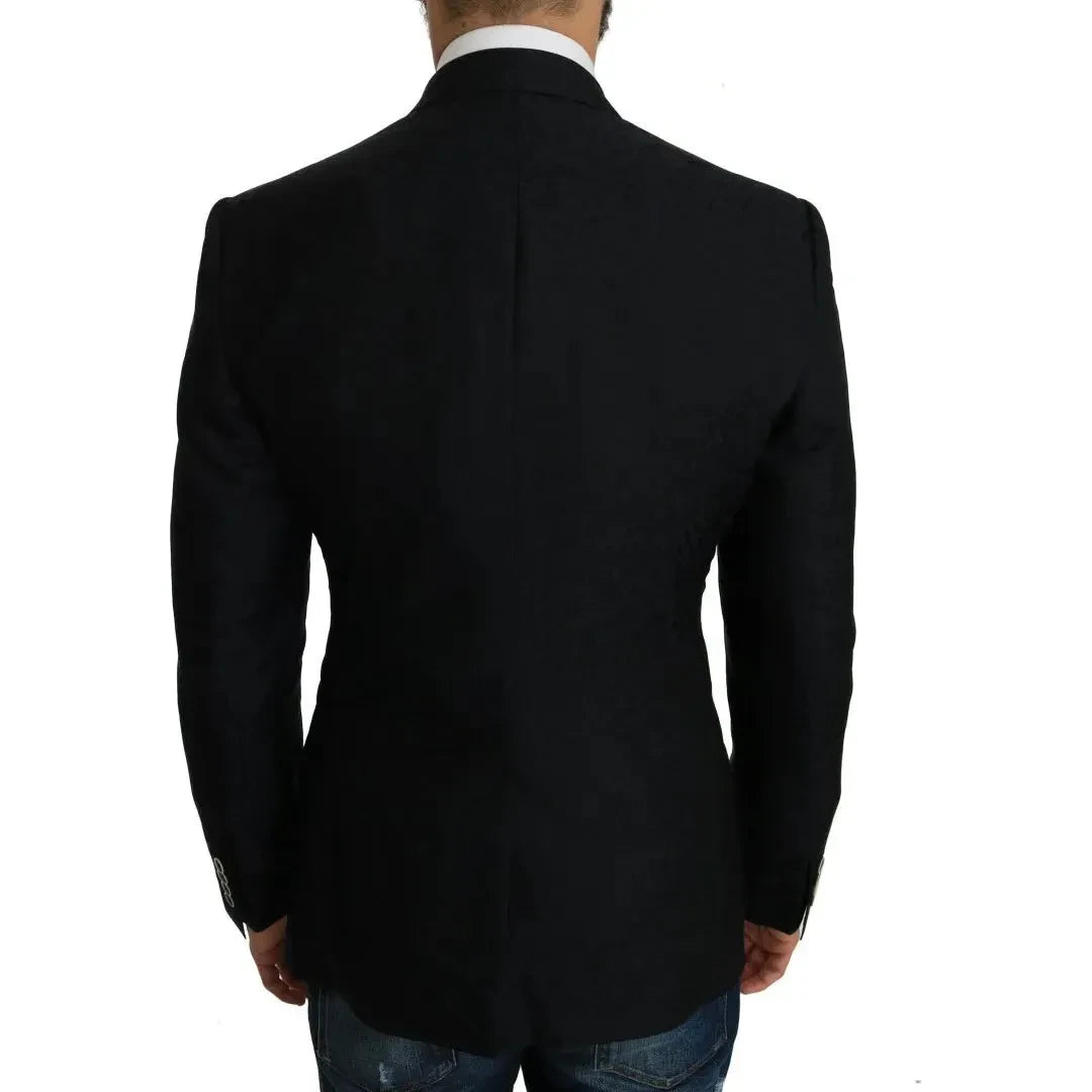 سترة بليزر ضيقة من قماش الجاكار باللون الأزرق من دولتشي آند غابانا