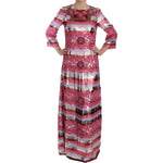 Dolce & Gabbana Pink Floral Sequined Crystal Gown Dress DR1679-40