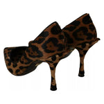 Dolce & Gabbana Brown Leopard Pony Hair Heels Pumps Shoes LA7250-36