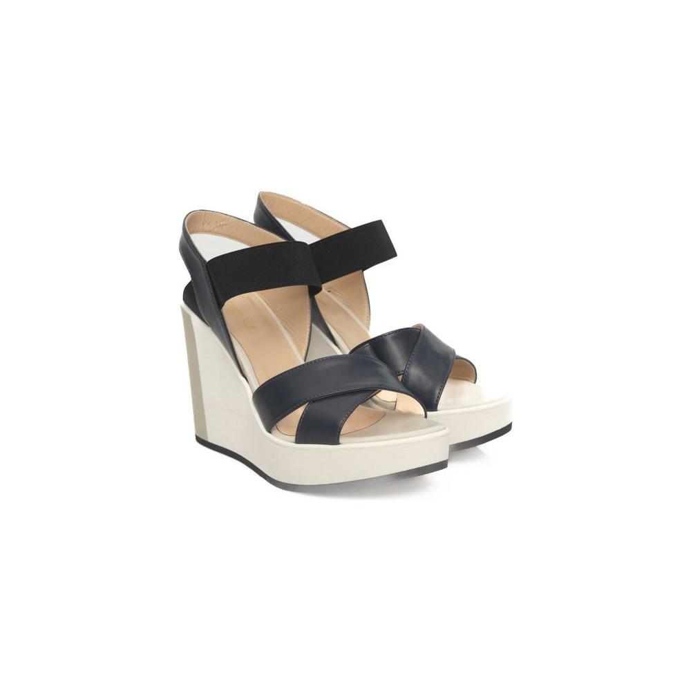 Cerruti 1881 Blue Calfskin Women Sandal CE-24527-EU38/US8