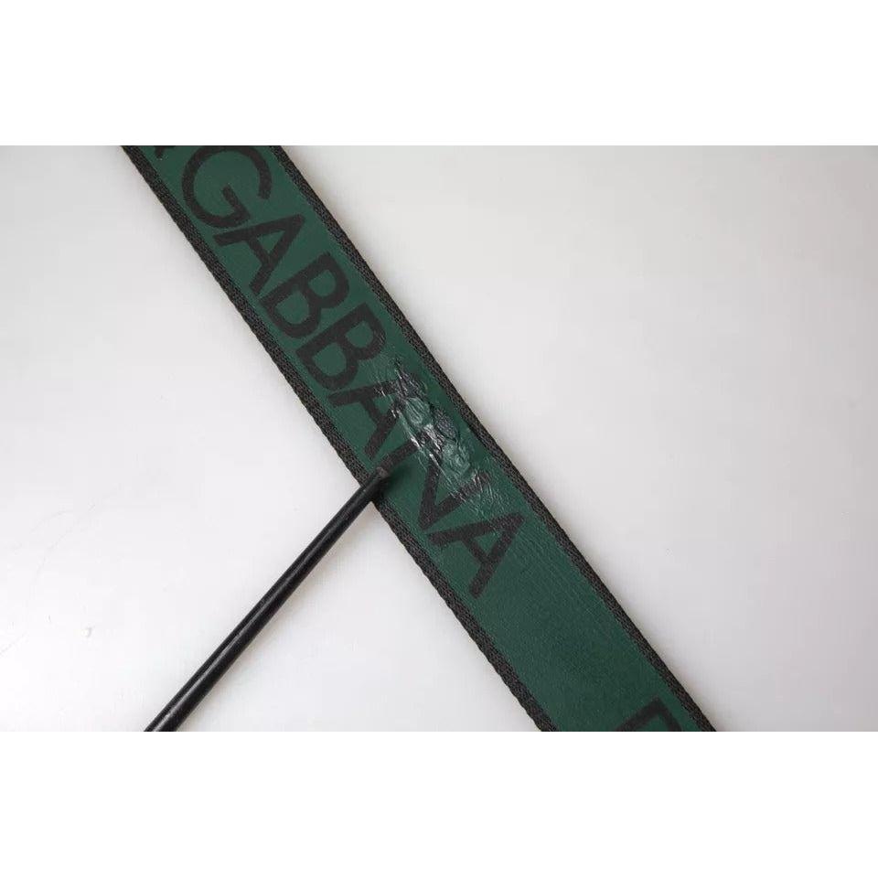 حزام دولتشي آند غابانا من الجلد الأسود والأخضر بإبزيم معدني فضي