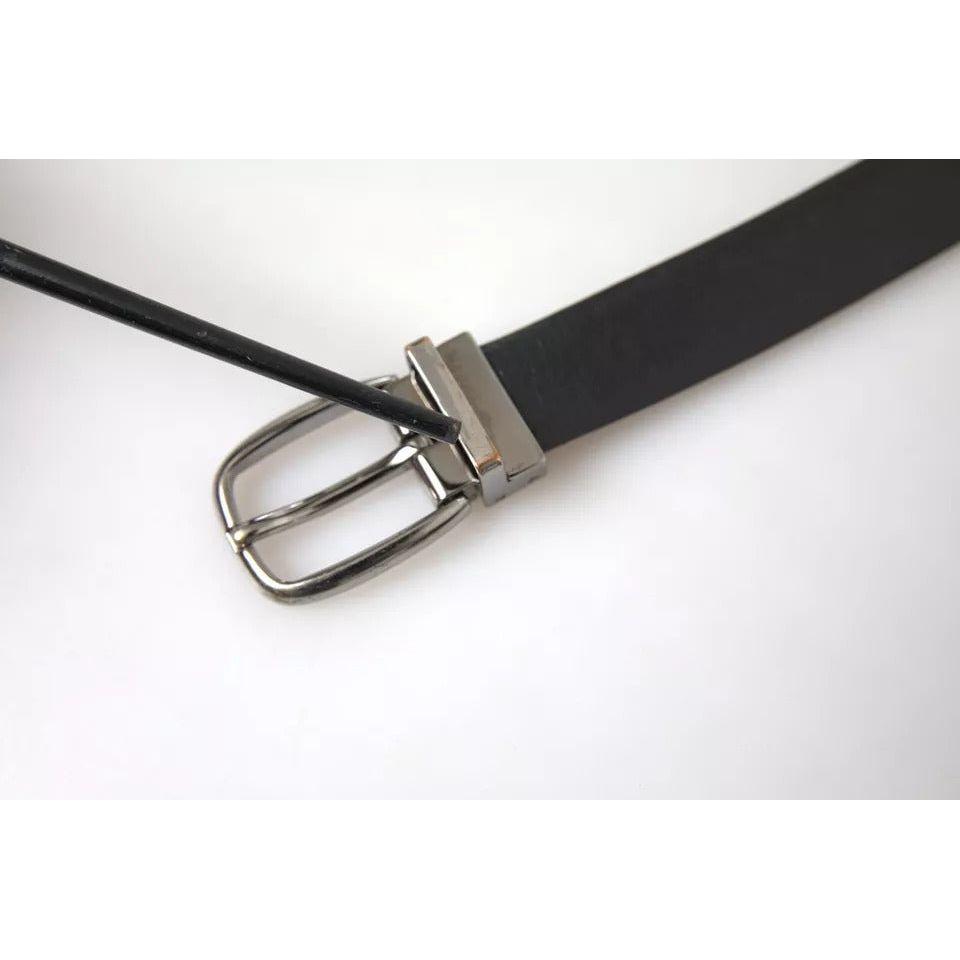Dolce & Gabbana Black Leather Silver Metal Buckle Men Belt BEL9120-90