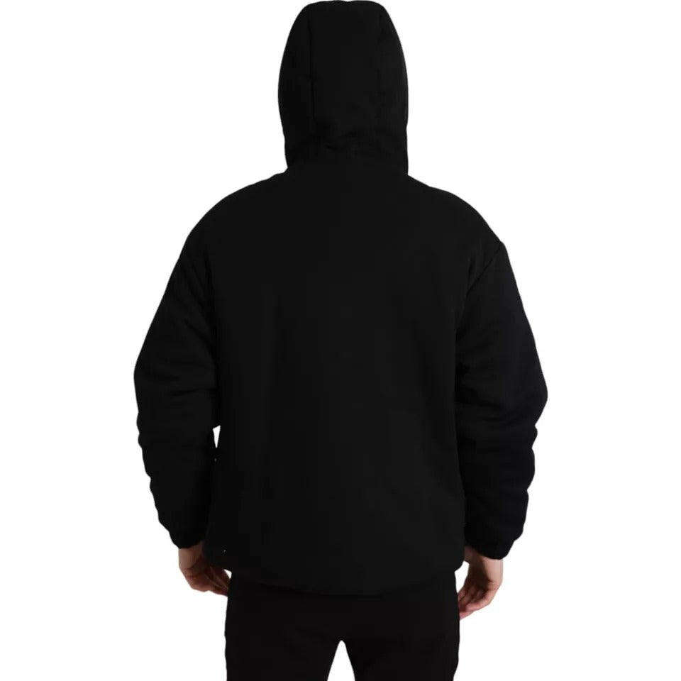 Dolce & Gabbana Black Cotton Hooded Logo Bomber Jacket JKT4008-46