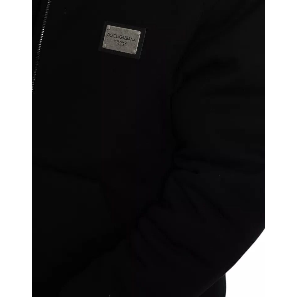 Dolce & Gabbana Black Cotton Hooded Logo Bomber Jacket JKT4008-46