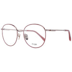 Maje Red Women Glasses Frame, full-rim round metal design, demo plastic lenses, branded case included