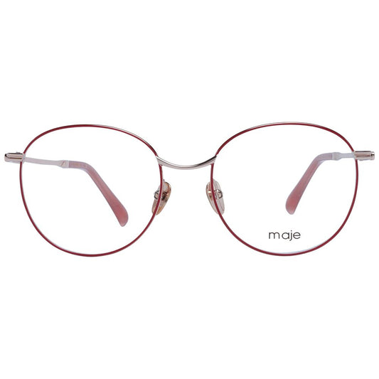 Maje Red Women Glasses Frame, metal full-rim round style with demo lenses. Includes branded case. Size 55-19-140.