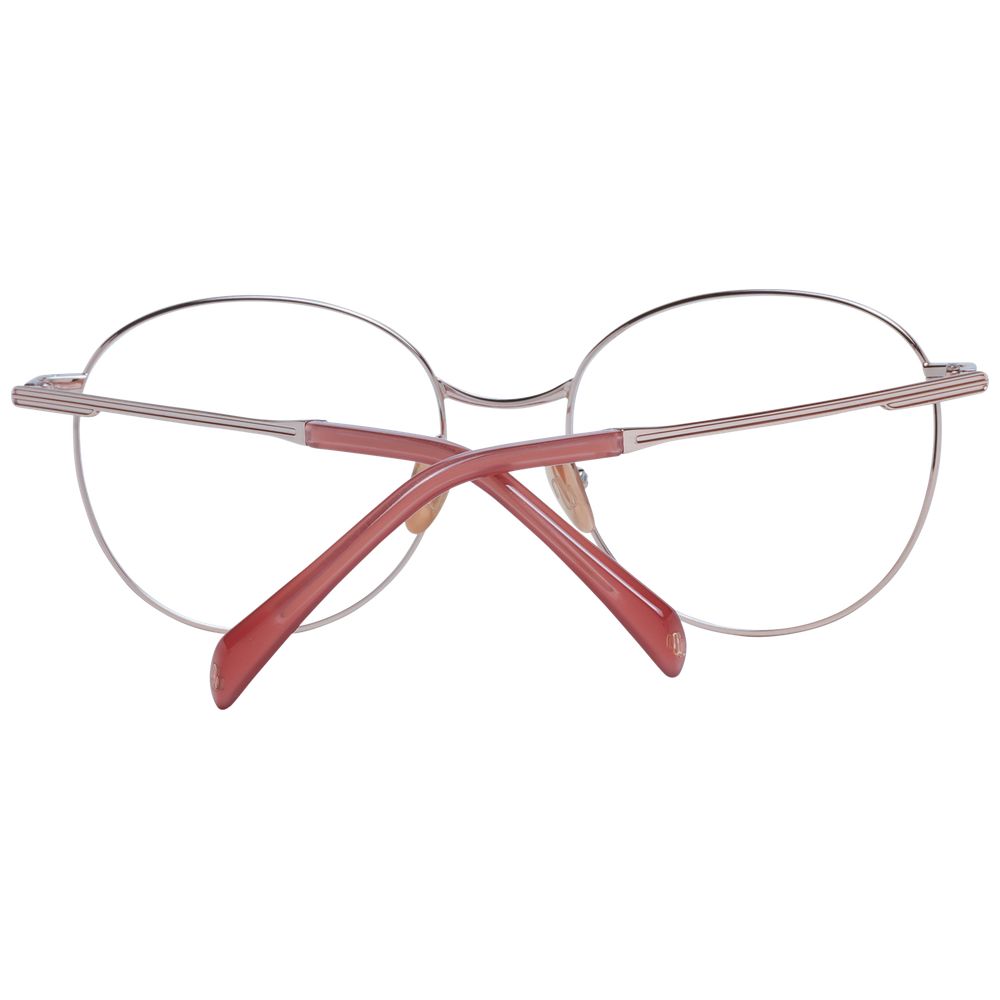 Maje Red Women Glasses Frame in metal, full-rim style with demo lenses, showcasing elegant round design.