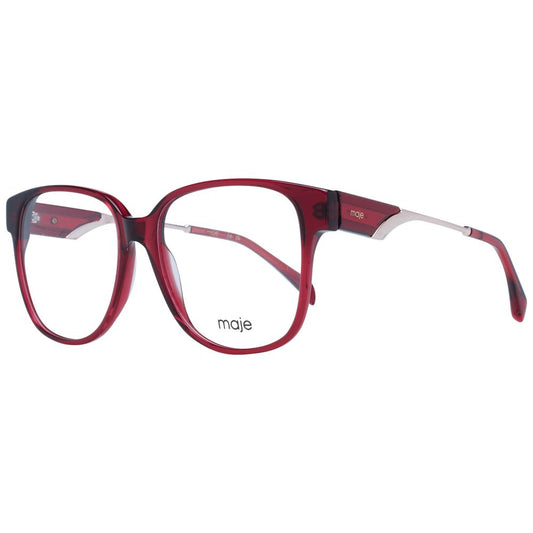 Maje Red Women Glasses Frame, acetate full-rim square style with demo plastic lenses, size 54-16-140, includes branded case.