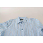 Dolce & Gabbana Blue Striped Silk Formal Dress MARTINI Shirt TSH6439-39