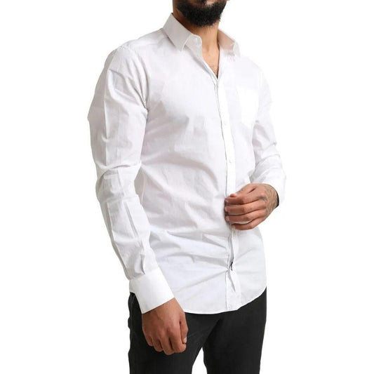 Dolce & Gabbana White GOLD Formal Cotton Tuxedo Dress Shirt TSH84116-41