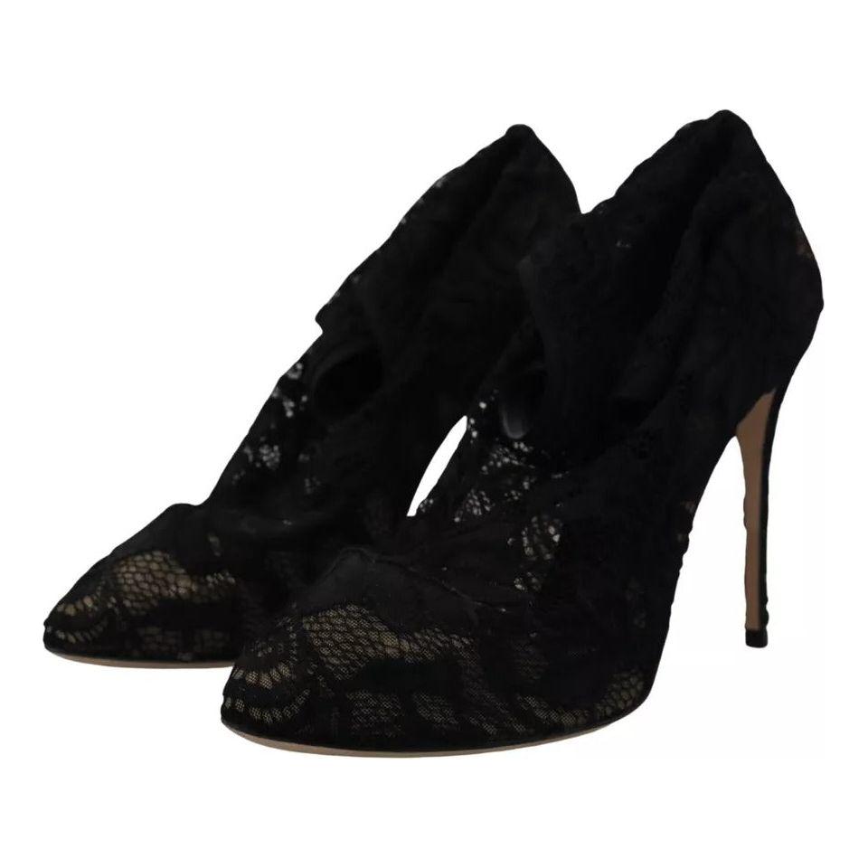 جوارب مطاطية سوداء من دولتشي آند غابانا مع حذاء برباط من تاورمينا