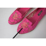 Dolce & Gabbana Pink Taormina Lace Slip On Flats Shoes LA10891-36