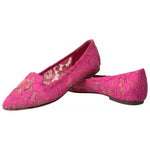 Dolce & Gabbana Pink Taormina Lace Slip On Flats Shoes LA10891-36