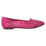 Dolce & Gabbana Pink Taormina Lace Slip On Flats Shoes LA10891-36