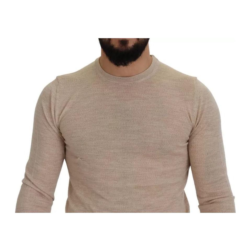 Dolce & Gabbana Beige Virgin Wool Crew Neck Pullover Sweater TSH7946-46