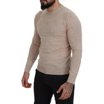 Dolce & Gabbana Beige Virgin Wool Crew Neck Pullover Sweater TSH7946-46