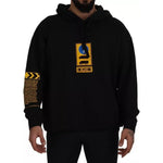 Dolce & Gabbana Black Cotton Logo Hooded Sweatshirt Sweater TSH83091-46
