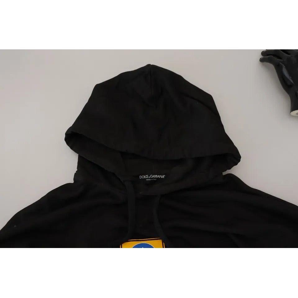 Dolce & Gabbana Black Cotton Logo Hooded Sweatshirt Sweater TSH83091-46