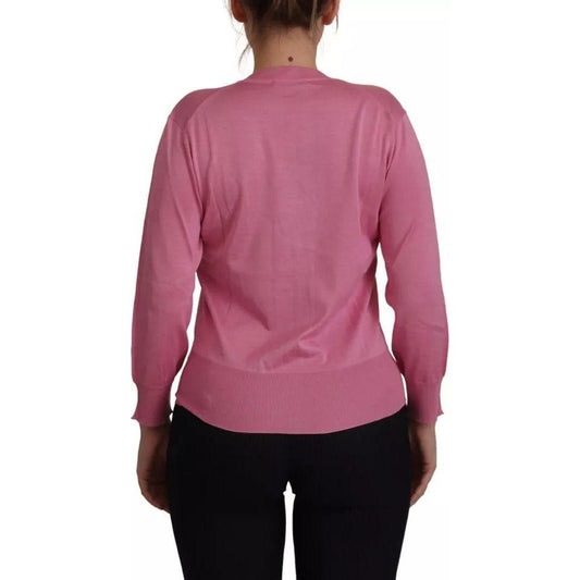 Dolce & Gabbana Pink 100% Silk Button Down Cardigan Sweater TSH8027-42