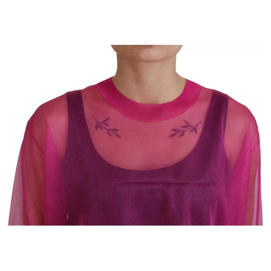 Dolce & Gabbana Fuchsia Polyester Crewneck Pullover Sweater TSH83740-40