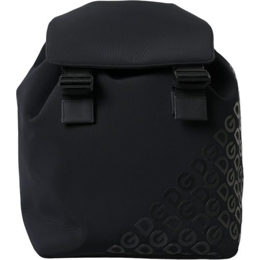 Dolce & Gabbana Black Neoprene Nylon DG Logo School Backpack Bag BAG1423