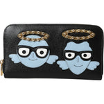 Dolce & Gabbana Black Blue Leather #DGFAMILY Zipper Continental Men Wallet BAG1512