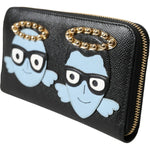 Dolce & Gabbana Black Blue Leather #DGFAMILY Zipper Continental Men Wallet BAG1512