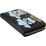 Dolce & Gabbana Black Blue Leather #DGFAMILY Zipper Continental Men Wallet BAG1512