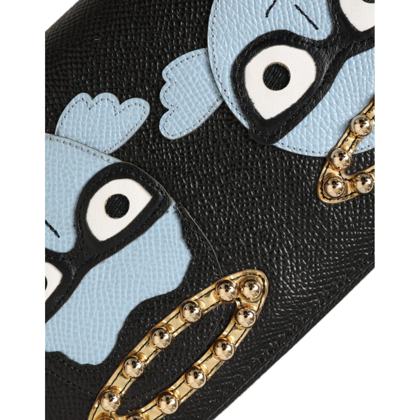 Dolce & Gabbana Black Blue Leather #DGFAMILY Zipper Continental Men Wallet BAG1512