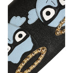 Dolce & Gabbana Black Blue Leather #DGFAMILY Zipper Continental Men Wallet BAG1512