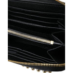 Dolce & Gabbana Black Blue Leather #DGFAMILY Zipper Continental Men Wallet BAG1512