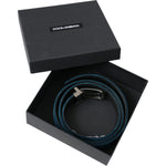 Dolce & Gabbana Blue Velvet Leather Silver Metal Buckle Belt BEL9177-95