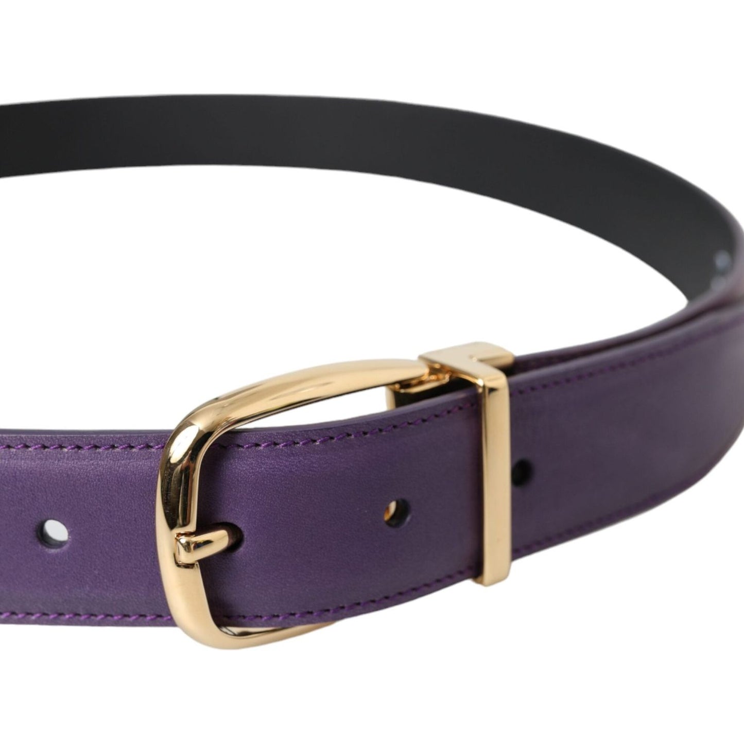 Dolce & Gabbana Purple Leather Gold Metal Buckle Belt Men BEL9181-95