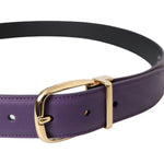Dolce & Gabbana Purple Leather Gold Metal Buckle Belt Men BEL9181-95