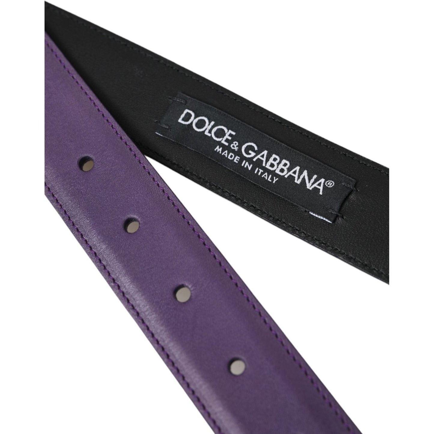 Dolce & Gabbana Purple Leather Gold Metal Buckle Belt Men BEL9181-95