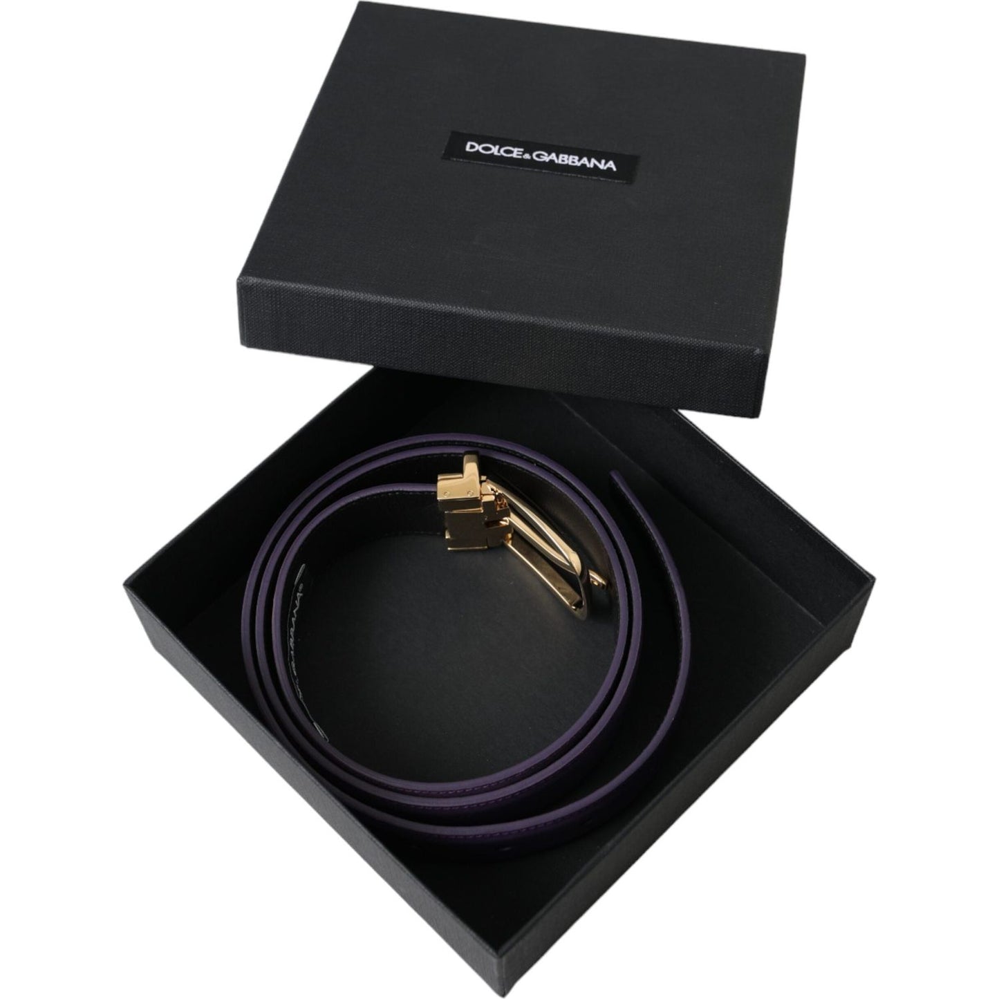Dolce & Gabbana Purple Leather Gold Metal Buckle Belt Men BEL9181-95