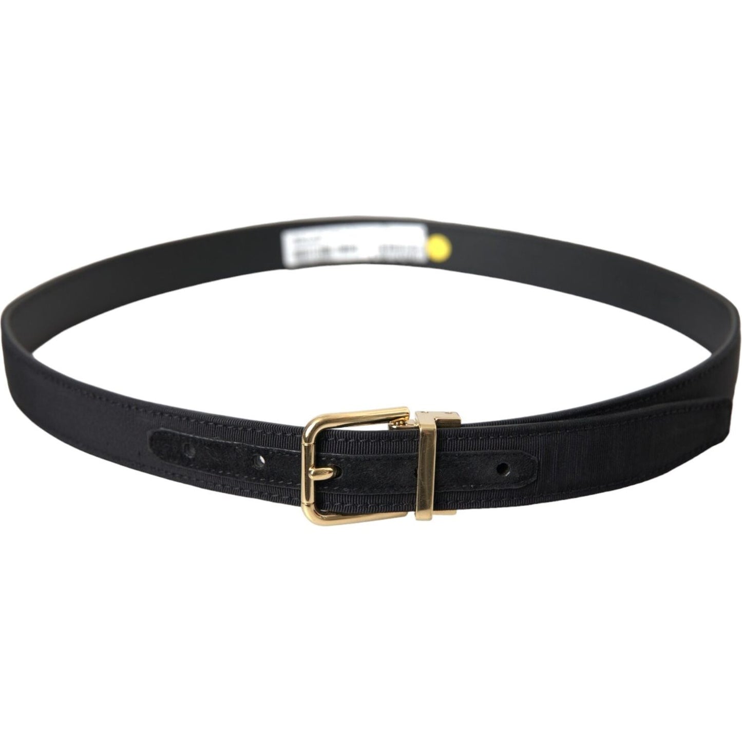 Dolce & Gabbana Black Gros Grain Gold Metal Buckle Belt Men