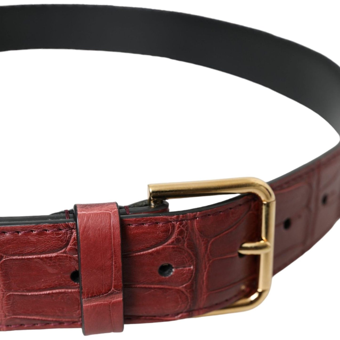 Dolce & Gabbana Brown Alligator Leather Studded Metal Buckle Belt BEL9194-85